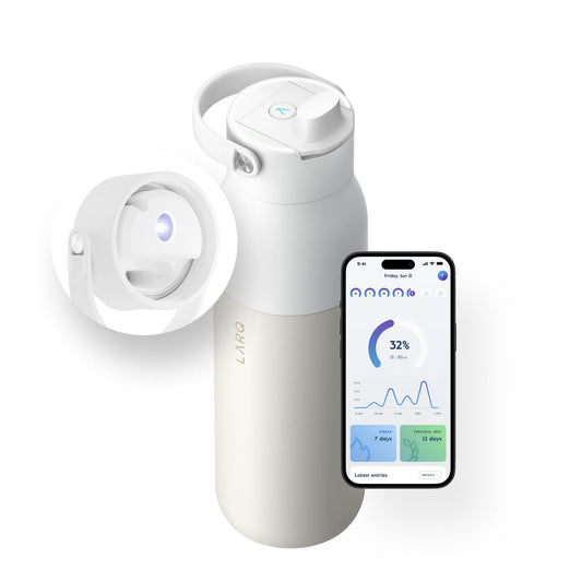 LARQ Bottle PureVis 2 23 oz - UV Water Purifier with Self-Cleaning, App Hydration Tracking, Filter Straw, Detachable Handle, Double-Wall Insulated