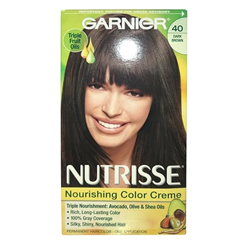 Garnier Nutrisse Haircolor Creme, Dark Brown [40] 1 ea (Pack of 5)
