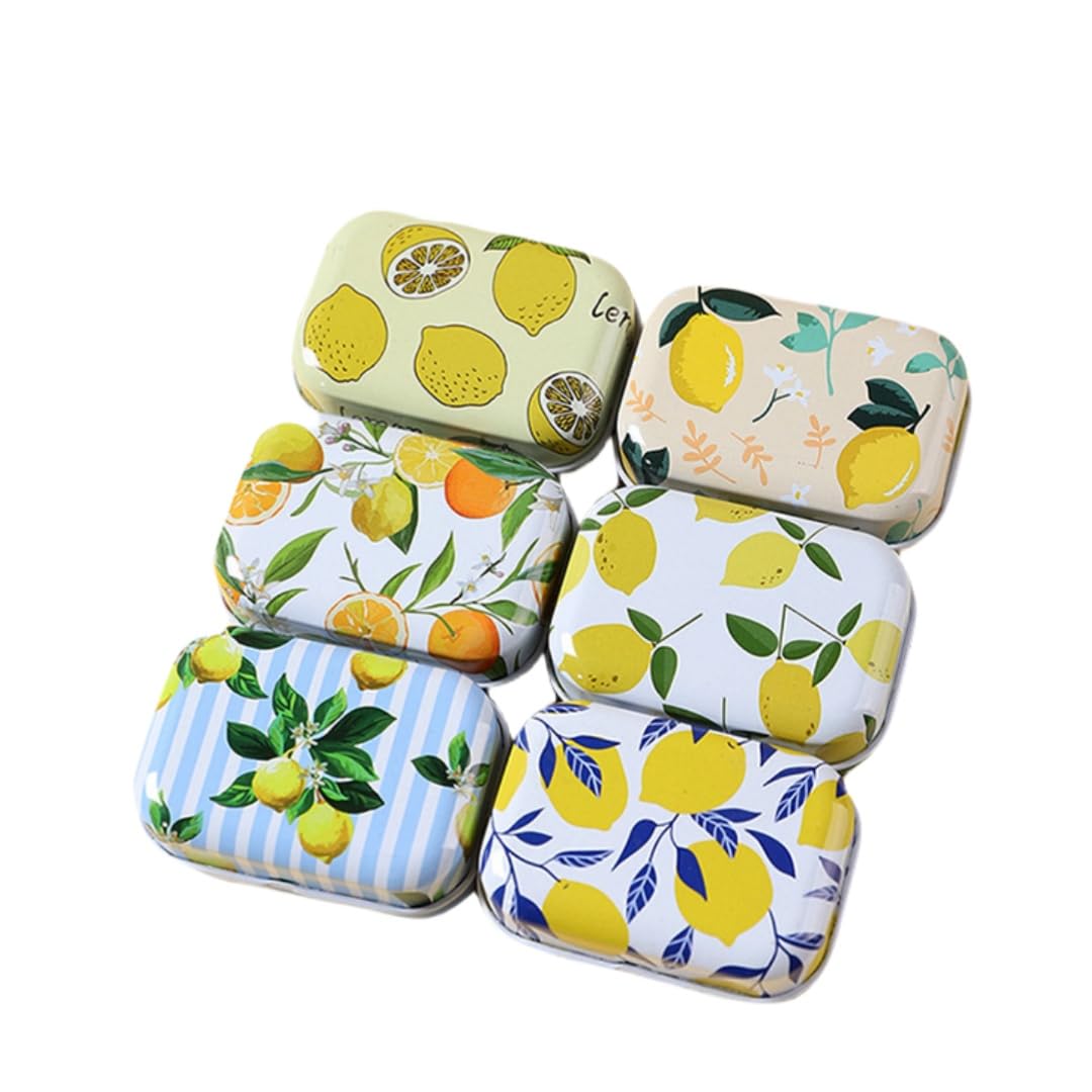 CCUUHJ 8Pcs Mini Lemon Tin Trinket Jewelry Organizer Storage Box Decorative Lime Boxes Small Metal Tins with Hinged Lids Portable Box Containers Gift…