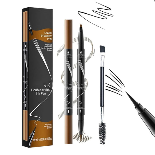 Two Eyebrow Pencils, 2025 NEW Waterproof Magic Eyebrow Pencil, Dual-Ended 3D Microblading Eyebrow Pen with 4 Tip & Eyebrow Brush, Makeup Long-Lasting…