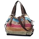 SNUG STAR Canvas Handbag Multi-Color Striped Lattice Cross Body Shoulder Purse Bag Tote-Handbag for Women (Multi Color D)