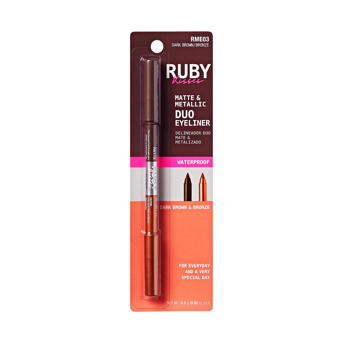 Ruby Kisses Waterproof Matte & Metallic Duo Eyeliner - Dual-Ended Smudge-Proof Pencil for Precision & Eyeshadow Multi-use, Long-Lasting, Intense…