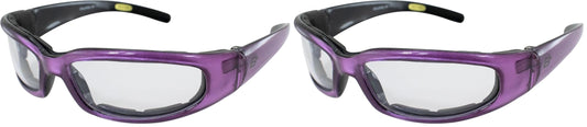 Birdz Eyewear Chill Women's Motorcycle Sunglasses Padded Purple Frame with Clear Lenses