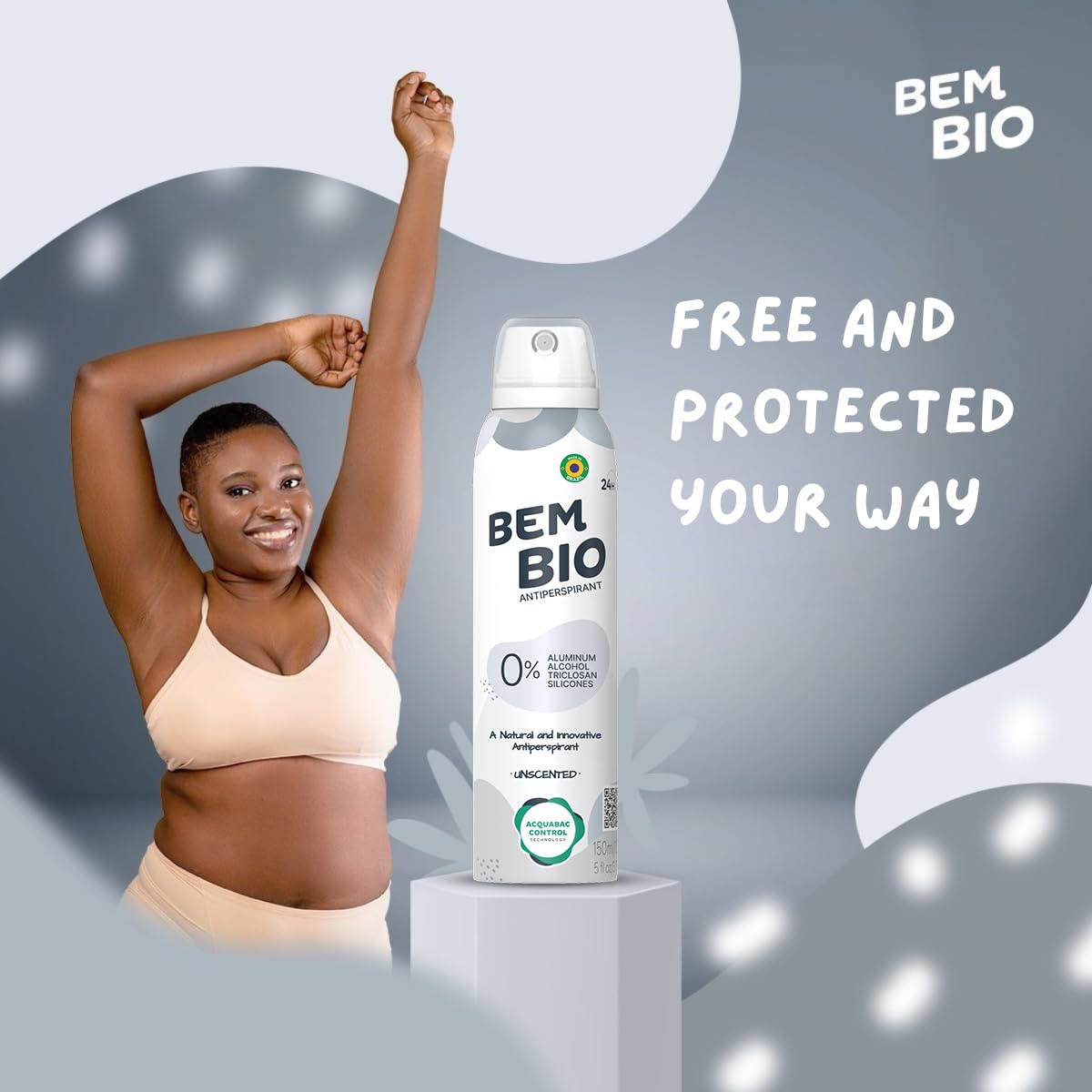 BemBio Unscented Biotranspirant Deodorant - Natural, Aluminum-Free, Vegan, 24-Hour Protection - Odor Control, Fragrance-Free - (5.07 fl oz) (3 UND) Beauty and Personal Care BEM BIO