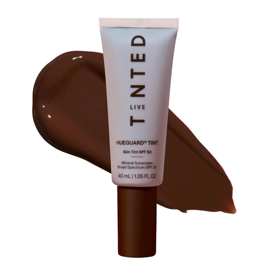 Live Tinted Hueguard Tinted Sunscreen SPF 50 - Mineral Sunscreen for Face, Skin Tint with Buildable Coverage, Dewy Glow Finish, Hydrating, Vegan
