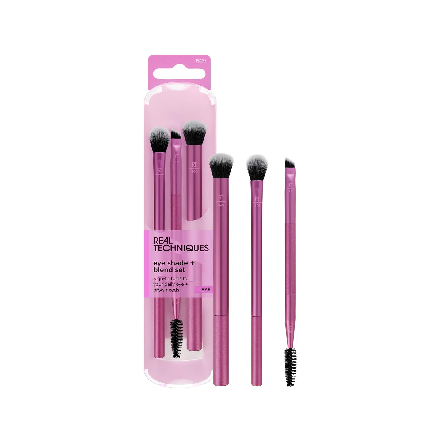 Real Techniques Eye Shade & Blend Makeup Brush Trio, For Eyeshadow & Liner, Makeup Tools for Shaping & Grooming Brows, Defined Makeup Look, Synthetic