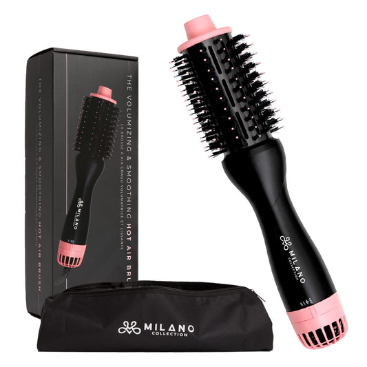 Milano Collection Hot Air Hair Brush Dryer, Quick & Easy Styling, Hair Volumizer for Human Hair Wigs & Natural Hair, Lightweight Round-Shaped Barrel