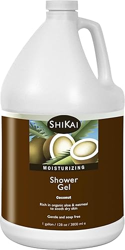 ShiKai Daily Moisturizing Shower Gel (Coconut, 1 Gallon) | Gentle Soap-Free Formula | with Aloe Vera & Oatmeal for Soft Healthy Skin | Dry Skin Relief
