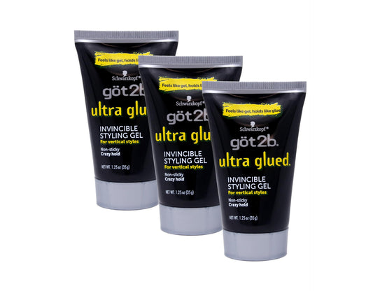 (3Pack) [GOT 2B] ULTRA GLUED INVINCIBLE STYLING GEL 1.25OZ