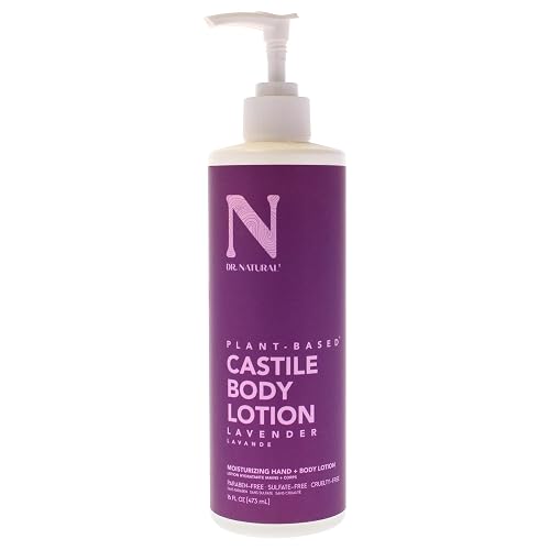 Dr. Natural Castile Body Lotion - Deeply Moisturizing Body Butter with Shea Butter - Lotion for Women and Men - Cruelty Free - Lavender - 16 oz