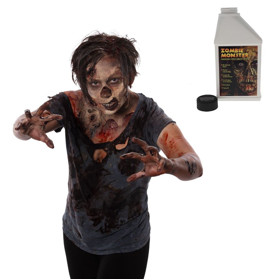 FX Zombie Ammonia Free Liquid Latex 2 Pack + Fake Blood for Halloween Vampire, Monster, Zombie Makeup and Dress up, Ideal for Art, Theater, Stage
