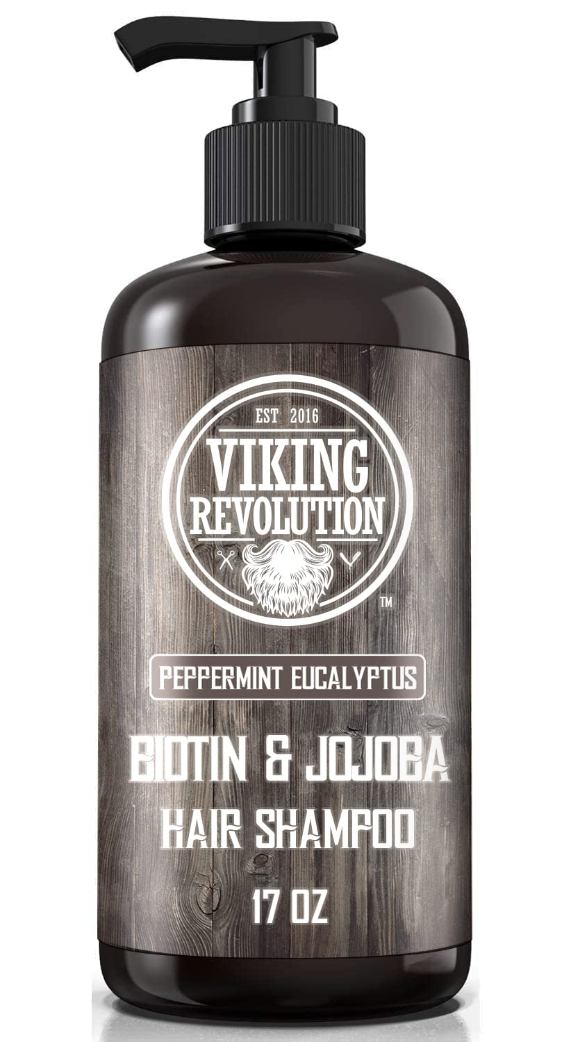 Viking Revolution Biotin Mens Shampoo and Conditioner Set - Eucalyptus Shampoo and Conditioner Set with Jojoba and Mint Oil - Peppermint Oil Hair