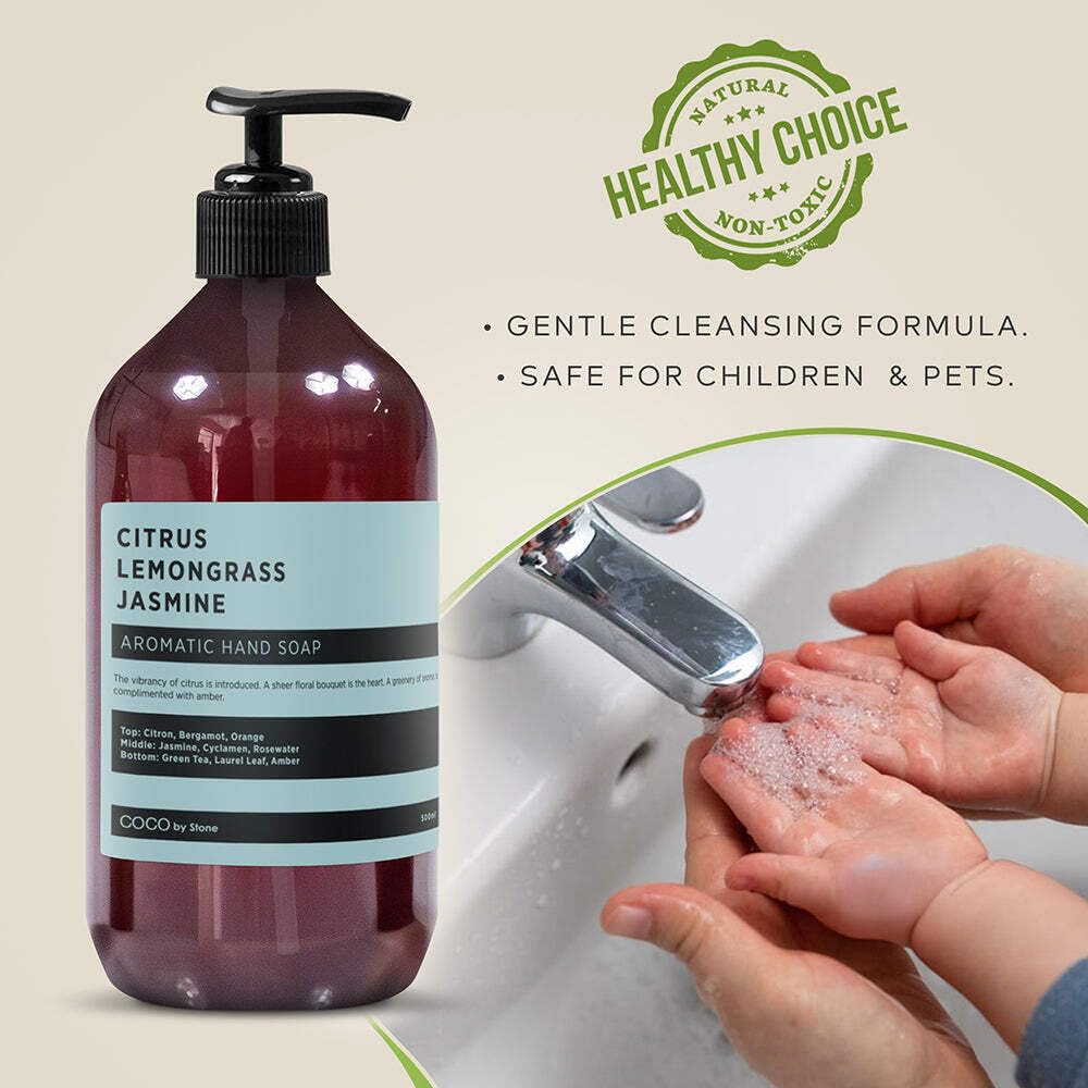 COCO by Stone 16oz Hand Soap (Citrus | Lemongrass | Jasmine Inspired by The W Hotel) - Bright Castile Cleanser with Zesty Floral Notes and Lasting