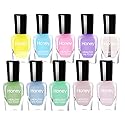 Tophany Non Toxic Easy Peel Off and Fast Dry Nail Polish Set for Pack, Eco Friendly & Organic Water Based Nail Polish for Women,Teens,Kids (10