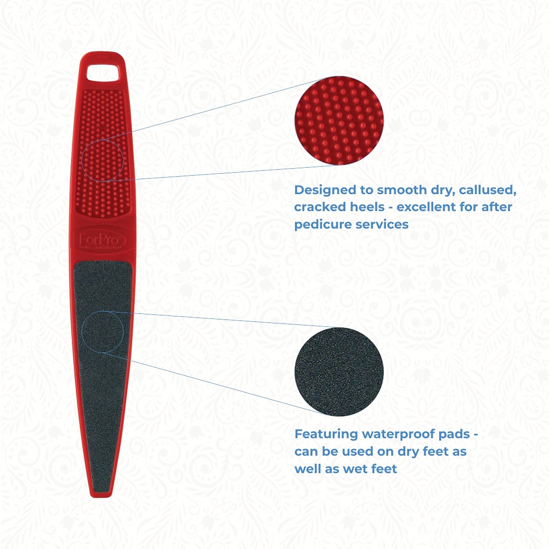 ForPro Professional Collection Red Panda Foot File, 60/100 Grit, Double-Sided Pedicure File for Feet and Heels, 10.5” L