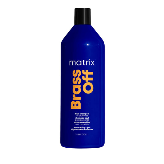 Matrix Brass Off Blue Shampoo | Color Depositing | Refreshes Hair & Neutralizes Brassy Tones | For Lightened Brunettes or Dark Blondes | For Color