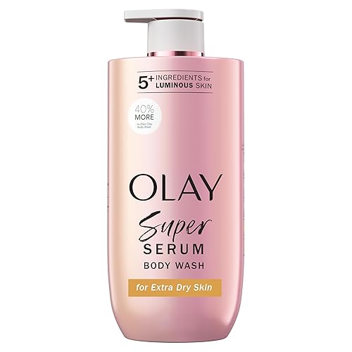 Olay Super Serum Body Wash for Extra Dry Skin, 24hr Long Lasting Hydration, 5+ Ingredient Complex for Bright Even Firm Luminous Skin, 28 fl oz