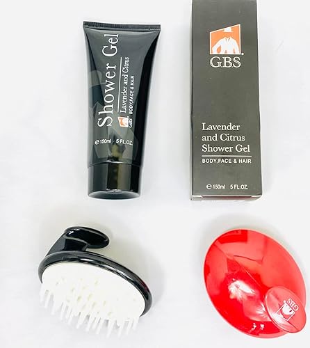 G.B.S Lavender & Citrus Shower Gel & Body Soap Wash Scalp Scrubber Shampoo Brush Set for Men and Women for Daily Use 3 in 1 For Body, Face, Hair