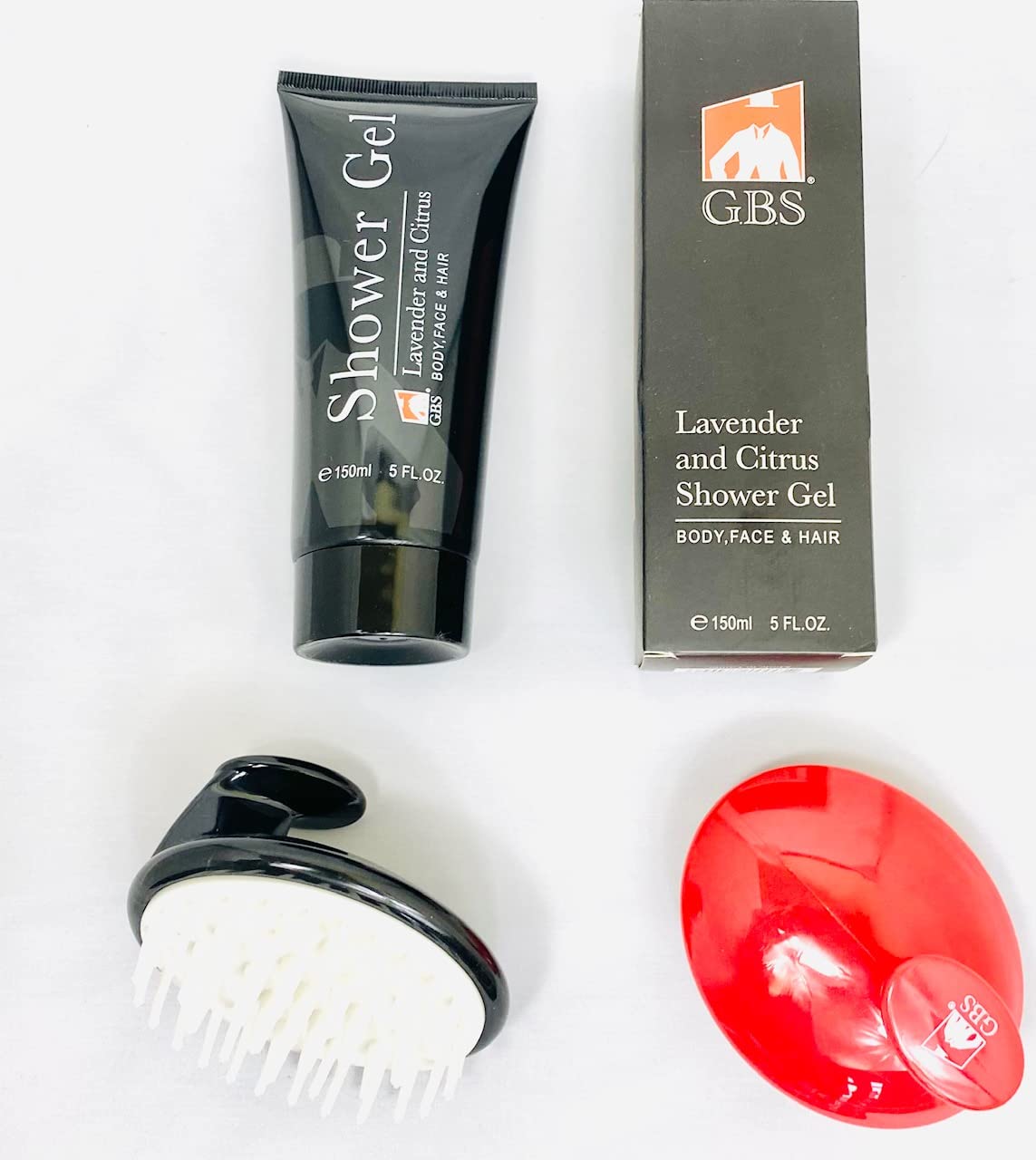 G.B.S Lavender & Citrus Shower Gel & Body Soap Wash Scalp Scrubber Shampoo Brush Set for Men and Women for Daily Use 3 in 1 For Body, Face, Hair