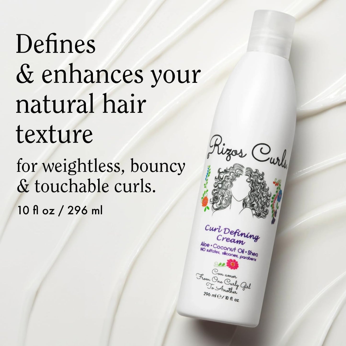 Rizos Curls Travel Curl Defining Cream, Enhance Waves, Curls & Coils, Soft Hold for Weightless Volume, Moisturizing for Frizz-Free Shine with Aloe