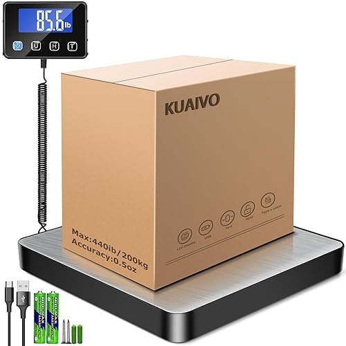 KUAIVO Shipping Scale, 440 lbs/0.35oz High Accurate Digital Postal Scale with Hold/Tare Function, Shipping Scale for Small Business, Packages…