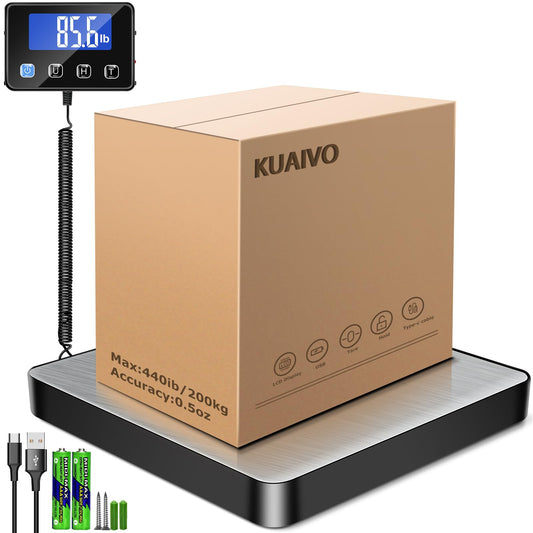 KUAIVO Shipping Scale, 440 lbs/0.35oz High Accurate Digital Postal Scale with Hold/Tare Function, Shipping Scale for Small Business, Packages…