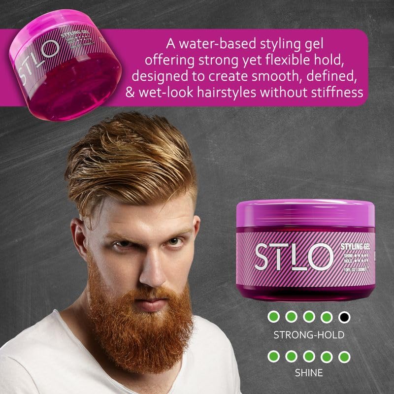 STLO Gloss Finish Styling Gel - Flexible Strong Hold No Flakes - Moisture Lock for Healthy Hair - 10 Oz
