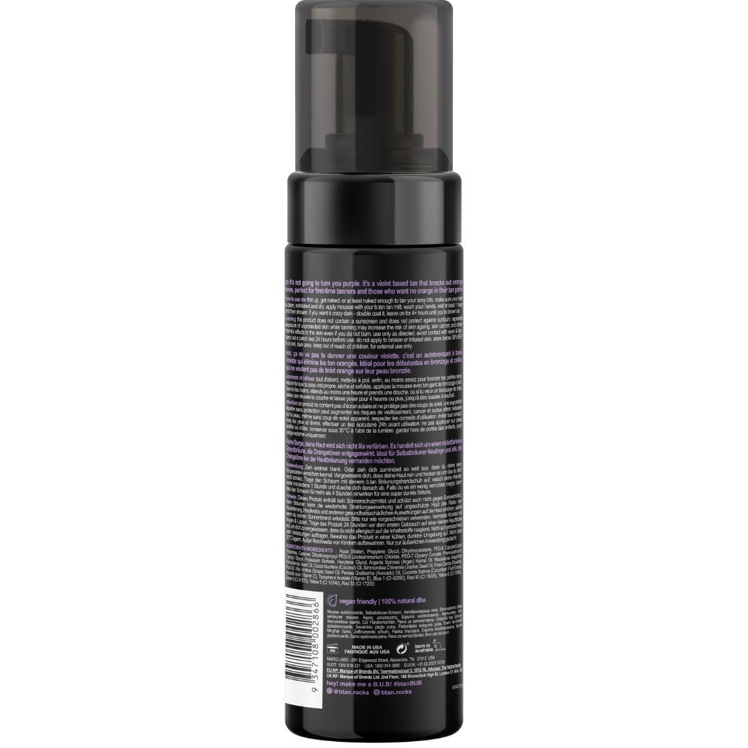 b.tan Violet Base Self Tanner Mousse | Love At First Tan - Best, 1 Hour Express Sunless Tanning Foam, Cancels Orange Tones, Dark Bronzing Glow, No Beauty and Personal Care B.TAN