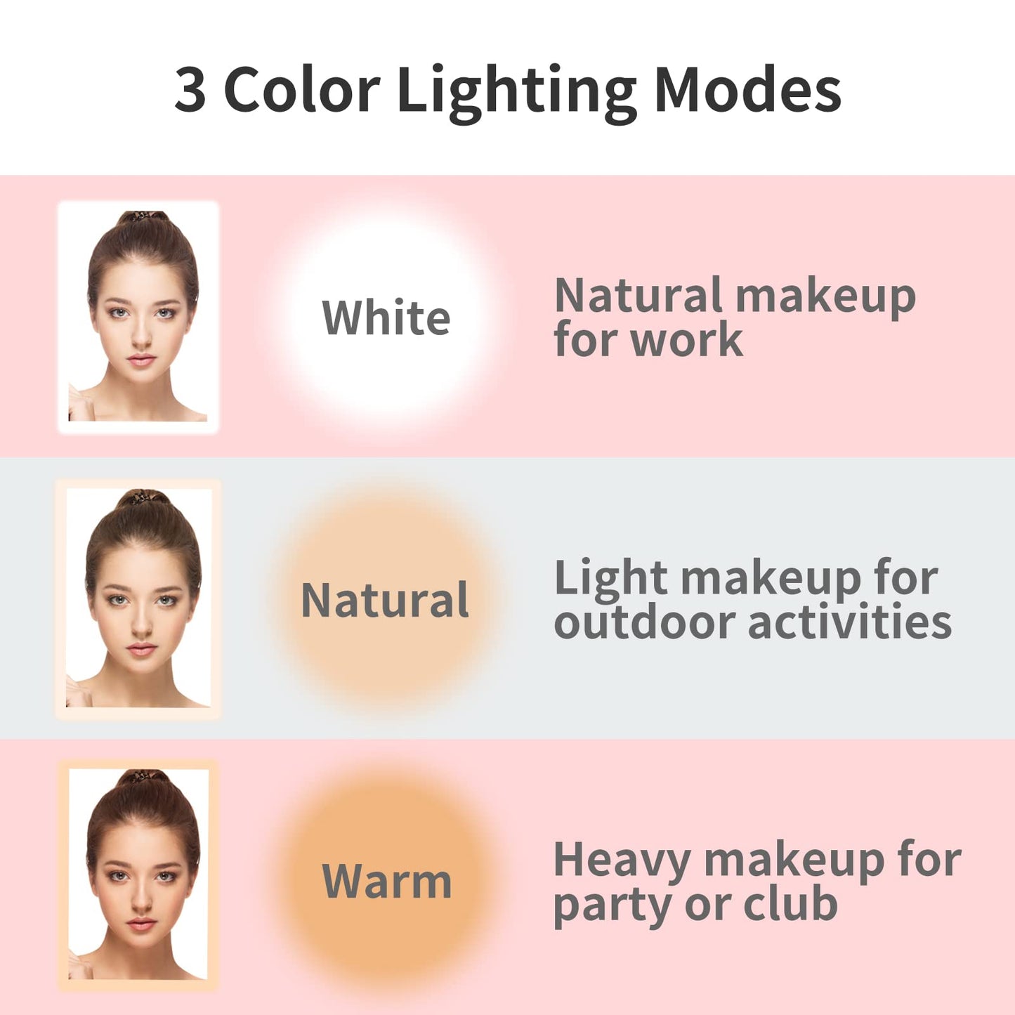 Mecion Makeup Vanity Mirror with 80 LED Lights, Rechargeable 2500mAh Batteries, Travel LED Compact Light Up Mirror with 3 Color Lights, Travel