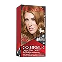 Revlon Permanent Hair Color, Permanent Hair Dye, Colorsilk with 100% Gray Coverage, Ammonia-Free, Keratin and Amino Acids, 57 Lightest Golden Brown