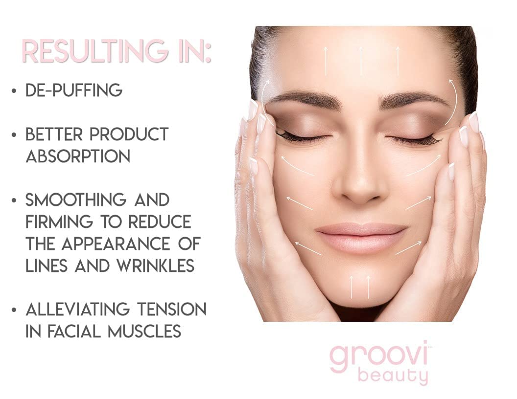 GROOVI BEAUTY Face Roller Massaging Stones Uplift Skin, Promote Lymphatic draining, Reduces fine Lines & Wrinkles, de-Puffs The Skin & Reduces Facial