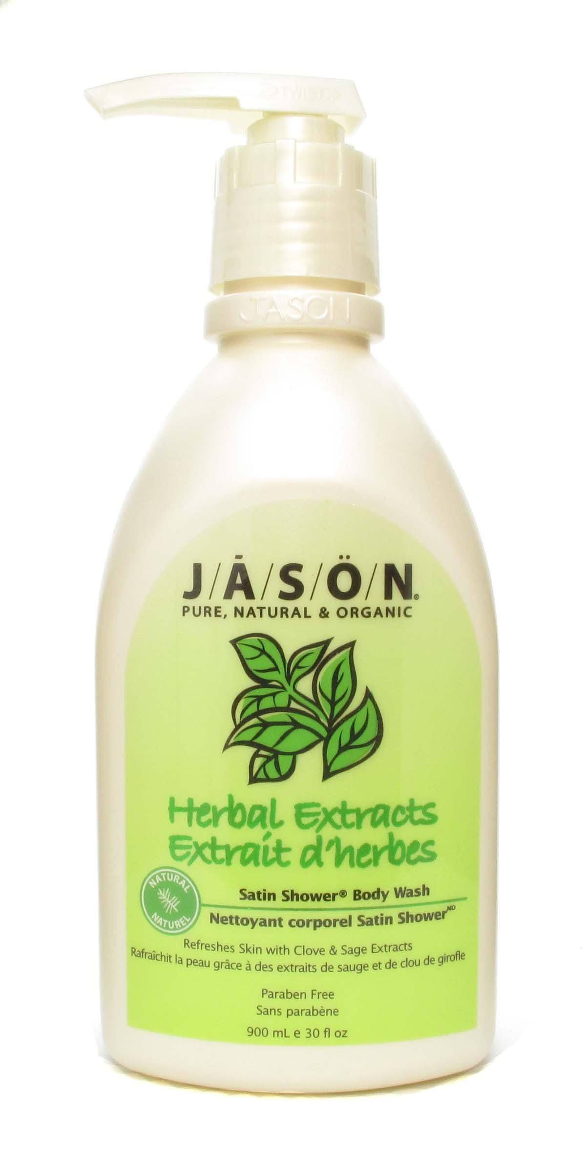 Jason Natural Products Herbal Extracts Satin Shower Body Wash, 30 Ounce - 3 per case.