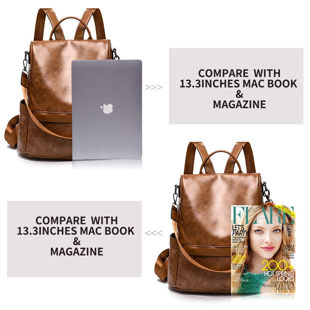 CHERUTY Women Backpack Purse PU Leather Anti-theft Casual Shoulder Bag Fashion Ladies Satchel Bags