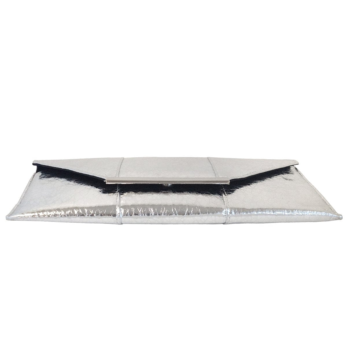 JNB Crushed Metallic Envelope Clutch, Silver