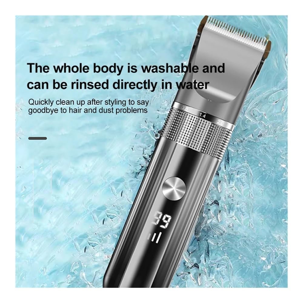EWKYLSEM Electric Hair Clipper Professional Trimmer Household Waterproof LED Display Men USB Charging Haircut Tools Set(Black-Set2) Beauty and Personal Care EWKYLSEM