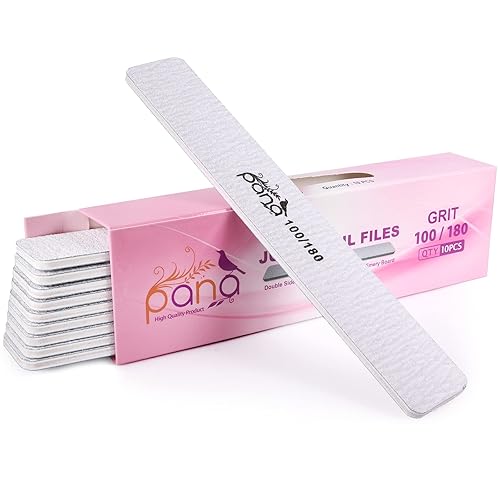 10pcs - PANA Jumbo Double-Sided Emery Nail File for Manicure, Pedicure, Natural, and Acrylic Nails - Zebra (Grit 100/180)