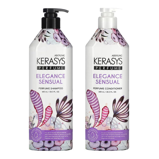Kerasys Perfume Shampoo and Conditioner Set 20.3 fl oz / 600 ml (Elegance and Sensual)