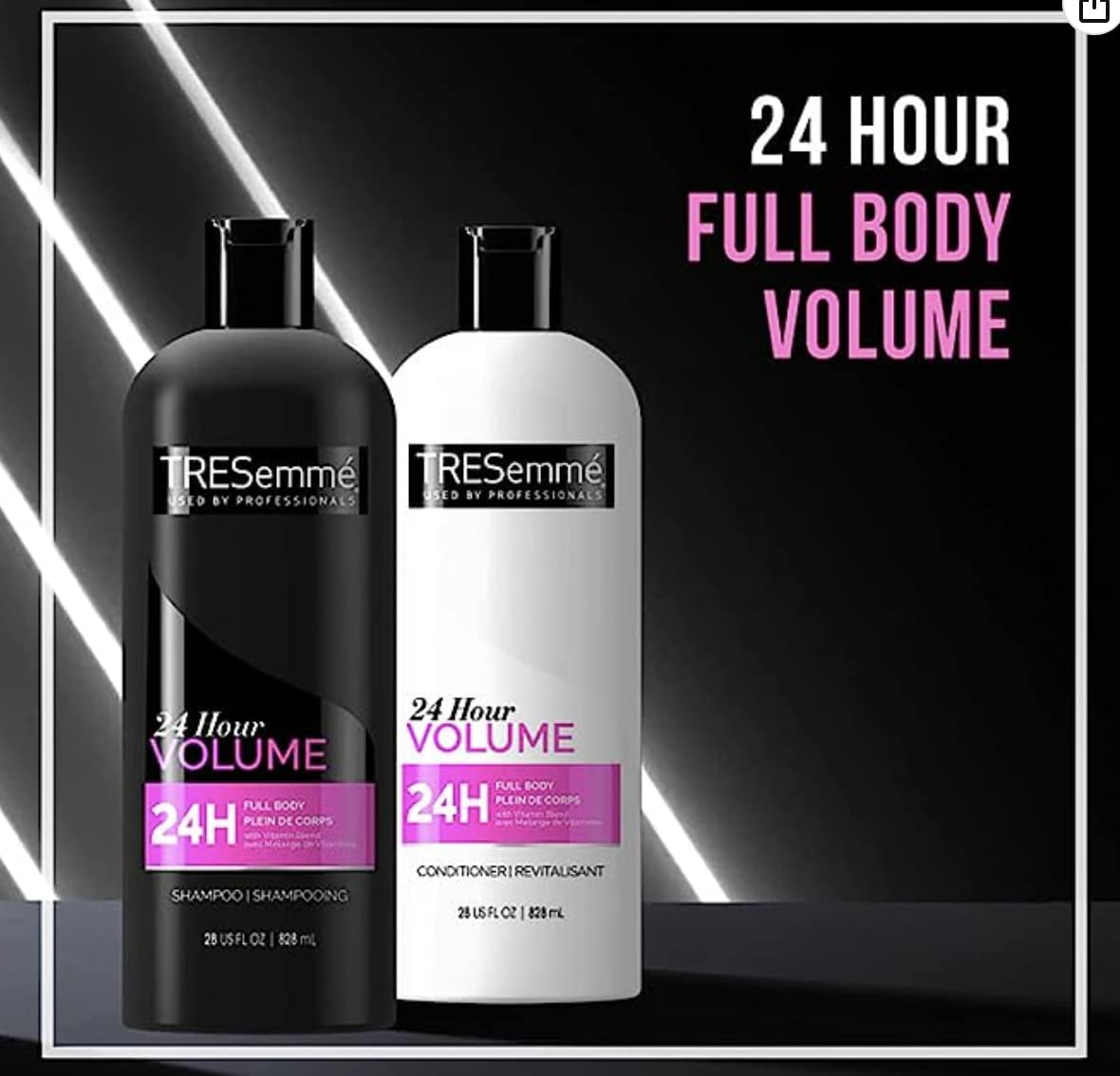 TRESemmé 24 Hour Volume Shampoo Formulated with Pro Style Technology 28 oz Bundle with TRESemmé 24 Hour Volume Conditioner For Fine Hair Formulated