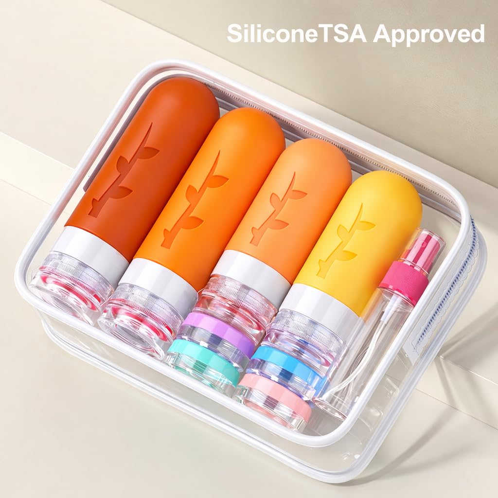 18 Pack Travel Bottles for Toiletries, TSA Approved Travel Size Toiletries, Travel Essentials Leakproof & Refillable Travel Containers for Toiletries Beauty and Personal Care Tocelffe
