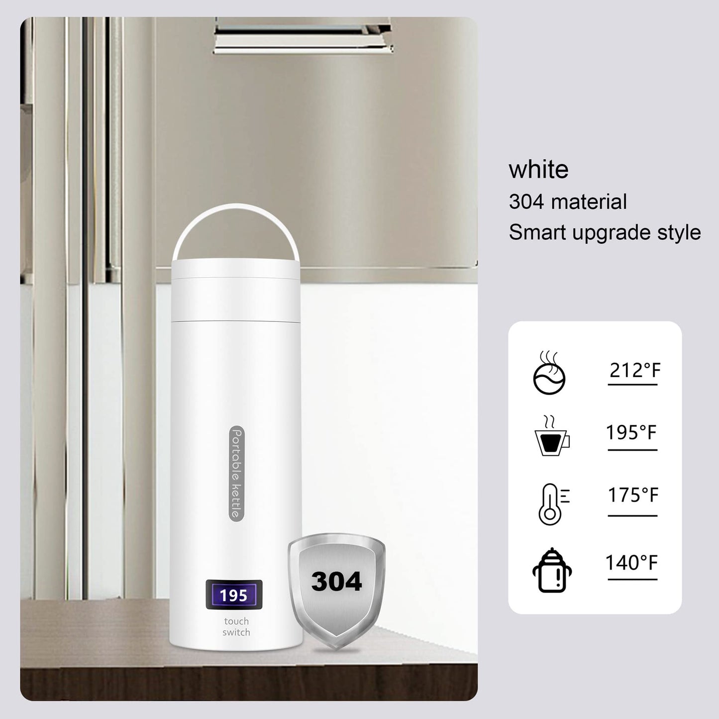 Small Travel Electric Kettle, 380ml Portable Electric Tea Kettle with 4 Temperature Control, Mini Portable Hot Water Boiler 304 Stainless Materials…