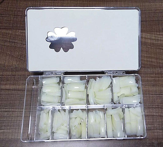FingerAngel 500pcs Nail Tips Long Shape Natural Color Nail Art Tips 10 Size with Clear Plastic Box (B) Beauty & Personal Care FingerAngel