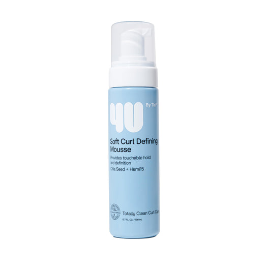 4U by Tia Soft Curl Defining Mousse - 3A-4C Hair Foam Formulated with Chia Seed and Hemi15 to deliver soft, frizz-free, volumized curls with all-day