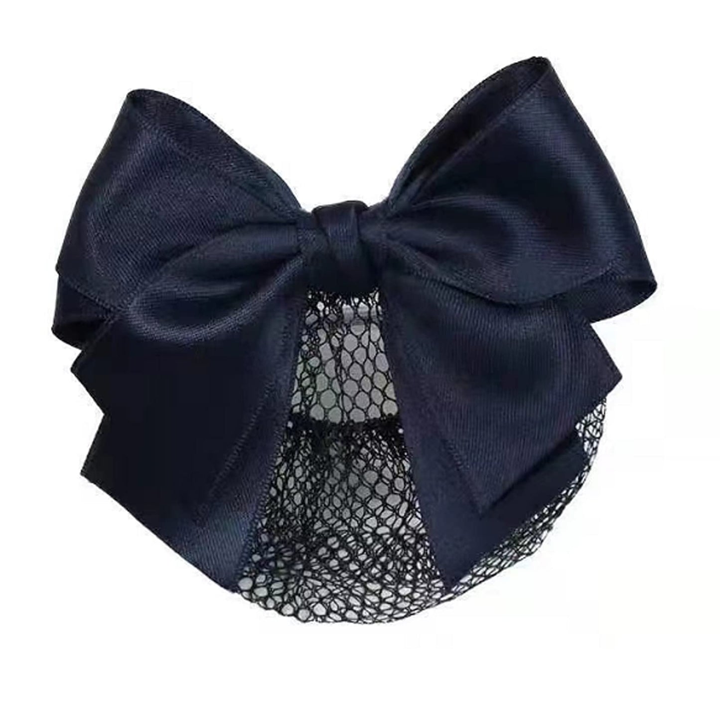 iRIIRIO 4pcs Women Hair Clips with Bowknot Hair Bun Cover Barrettes Net Snood Hairnet Bow (2pcs Blue+2pcs Black)