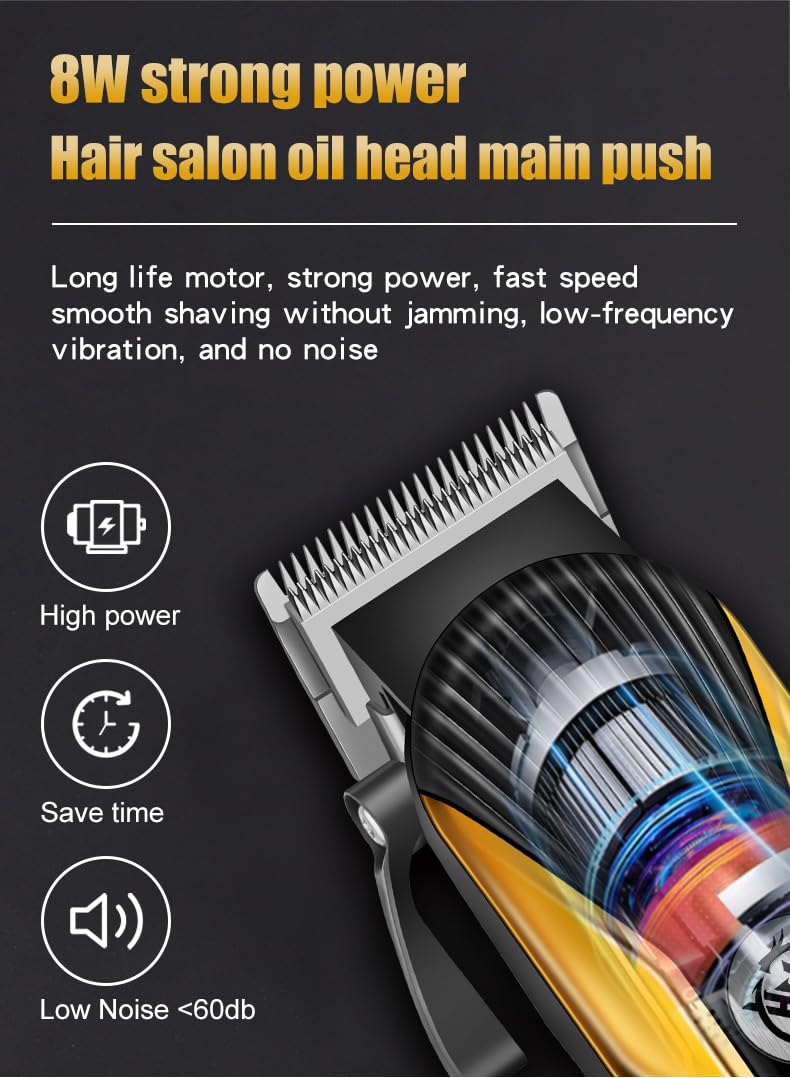 Professional Hair Clippers for Men Cordless Rechargeable Trimmers Kit with LED Display 8W Power Motor Electric Haircut Grooming Kit Gift for Home Beauty and Personal Care GLESVOWIO