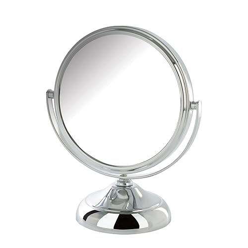 Model's Choice JERDON Tabletop Vanity Makeup Mirror with Chrome Finish - 5.5” Diameter Mirror with 5X-1X Magnification - Model MC247C