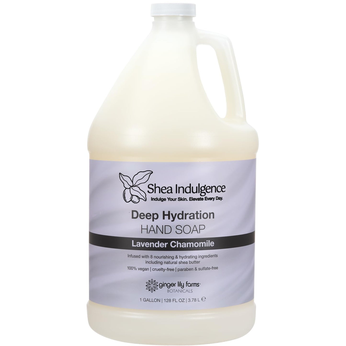 Ginger Lily Farms Botanicals Shea Indulgence Deep Hydration Liquid Hand Soap Refill, 100% Vegan & Cruelty-Free, Lavender Chamomile Scent, 1 Gallon