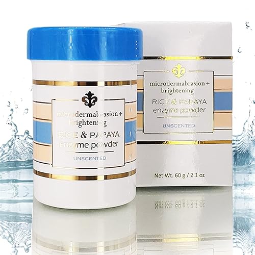 Rice and Papaya Enzyme Powder (water-activated) - All Natural Daily Face Exfoliator/Cleanser - Pore purifying, anti-aging, ingredients; fights