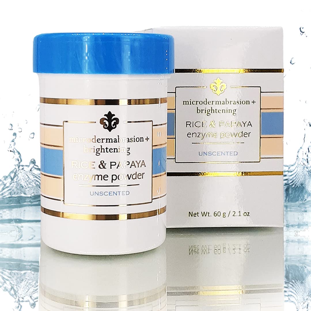 Rice and Papaya Enzyme Powder (water-activated) - All Natural Daily Face Exfoliator/Cleanser - Pore purifying, anti-aging, ingredients; fights