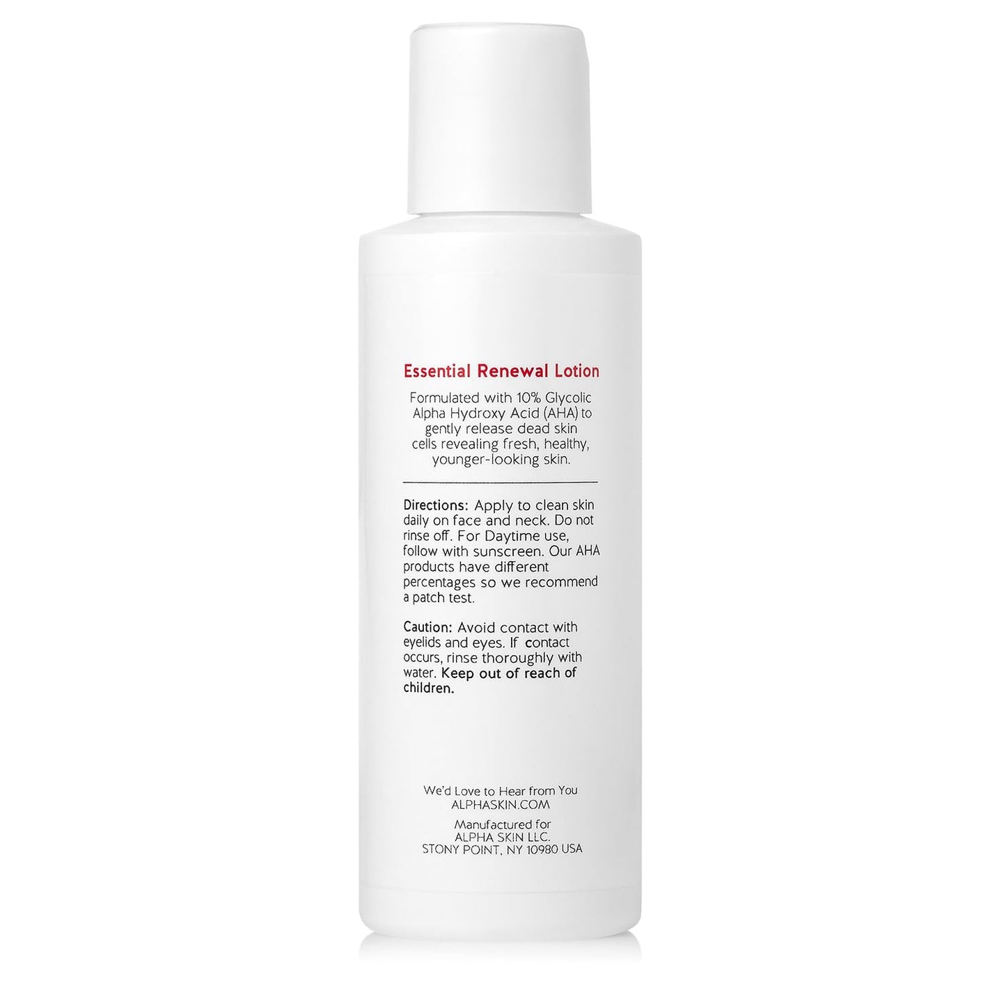 Alpha Skin Care Essential Renewal Lotion, 10% Glycolic AHA, Anti-Aging Formula, Reduces Lines & Wrinkles, Alpha Hydroxy Acid Exfoliates for Smoother