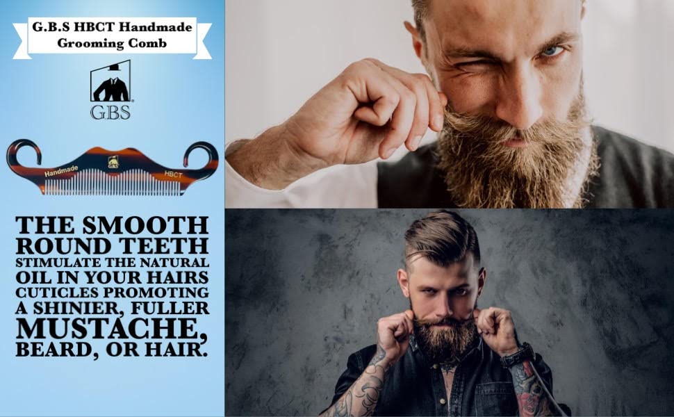 GBS 3 pk HBCT- Handle Bar Style - 5 1/4" Long - Anti Static No Cling No Snag Smooth Edges - Hand-Made of Quality Cellulose Acetate, Saw-Cut & Hand